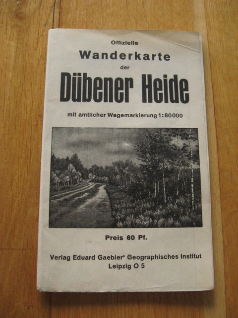 alte Landkarte Wanderkarte der Dübener Heide um 1950 Bad Schmiedeberg Torgau alte Landkarte Wanderkarte der Dübener Heide um 1950 Bad Schmiedeberg Torgau