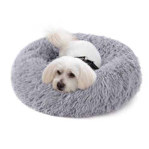 Fluffy Donut Round Plush Pet Cat Bed Soft Warm Calming Bed Sleeping Dog Nest - Picture 13 of 19