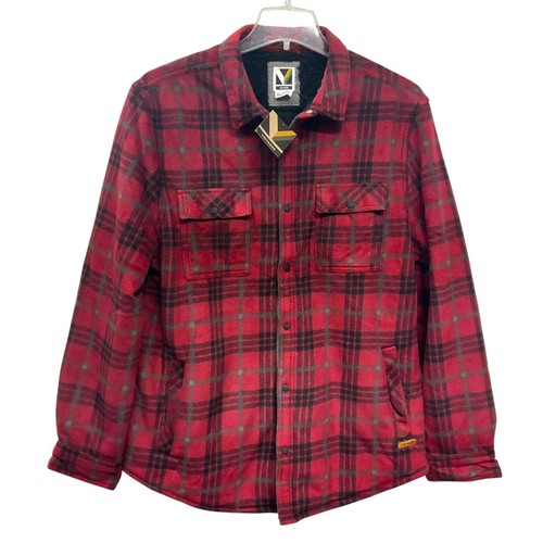 XL Voyager Sherpa Lined Flannel Mens Red black Plaid Fleece Shirt Jacket SHACKET