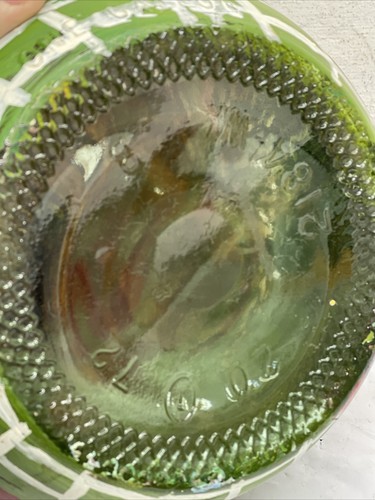 Almaden Green Glass Bottle One Gallon Handle Handpainted Farm Scene Folkart ‘73 - Picture 11 of 11