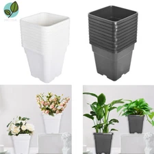 5/10Pack 10 Gallon Plastic Grow Pots Plant  Re-usable Square Nursery Pot