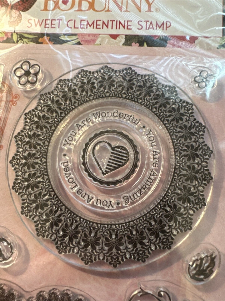 Bo Bunny Sweet Clementine Heart You Are Loved Flowers Clear Stamp Set 13 Pcs - Image 2 of 4