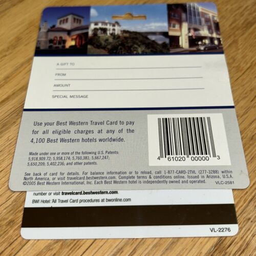 2005 BEST WESTERN HOTELS TRAVEL Gift Card (NO VALUE) Collectible #2 - Picture 3 of 3