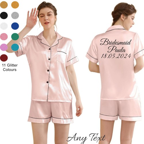 UK personalisierter Damen Pyjama Schlafanzug Hochzeit Brautjungfer Geburtstag Party Pyjama Set - Bild 20 von 39