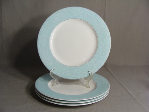 4 Mikasa Esszimmer neu gestaltete 10 3/4" Essteller im gesponnenen türkisfarbenen Muster - Bild 1 von 3
