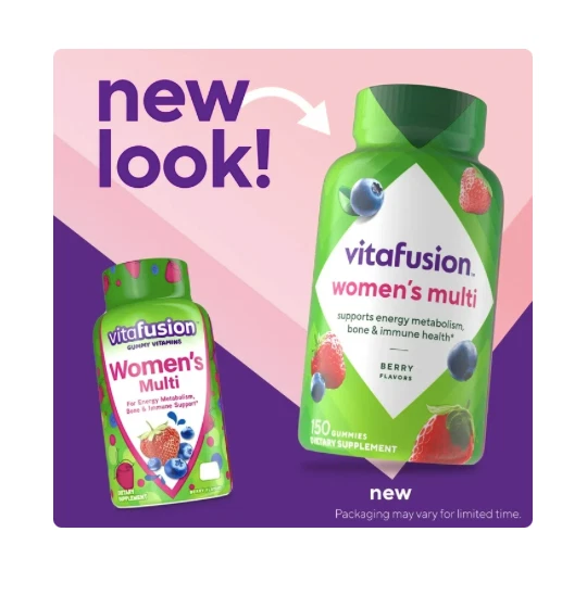 Gomas multivitamínicas femininas Vitafusion, vitaminas diárias para mulheres, sabor a amora. - Imagem 2 de 4