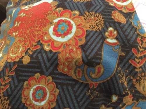 Lularoe Irma uccellino nuovo con etichette motivo floreale ruggine arancione teal blu MEDIA - Foto 3 di 3