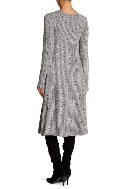 Go Couture GO Modest Long Sleeve Contrast Faux Fur Pockets Midi Dress Size XS