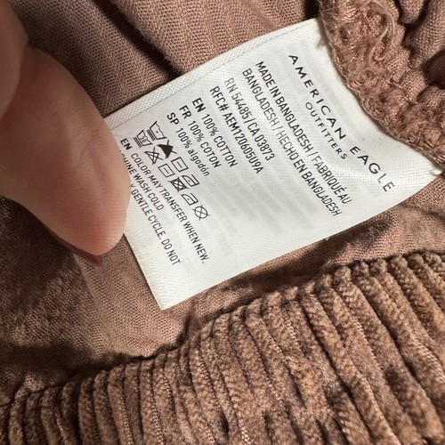 American Eagle Corduroy Bomber Jacket Womens XL Brown Zip Up Snap Slouchy Retro - Picture 10 of 11