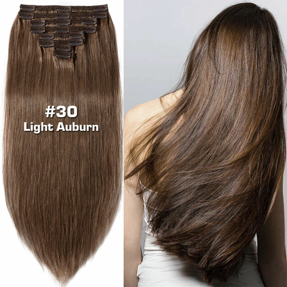 Double Weft Thick 100% Remy Human Hair Clip In Hair Extensions FULL HEAD Green - Picture 45 of 67