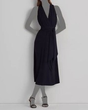 LAUREN Ralph Lauren Women's Blue Georgette Halter Cocktail Dress Size 8