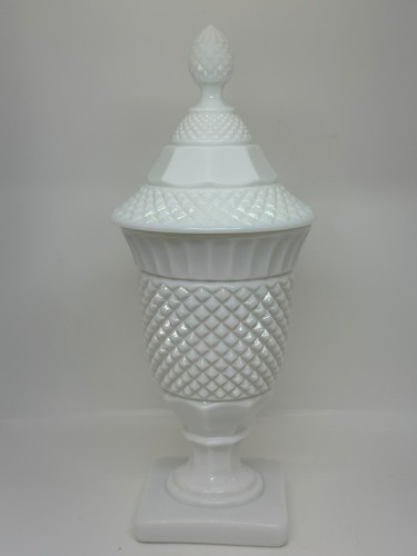 VTG Westmoreland Hobnail Candy Dish 11.5x3.5 White Footed Apothecary Jar - 第 1/9 張圖片