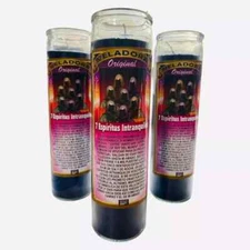 3x set, 7 Espiritus Intranquilos Veladora Negra, seven Intranquil Spirits Candle