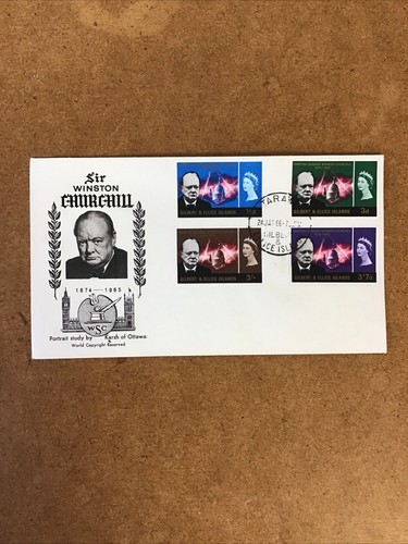 Churchill First Day cover 1966 Gilbert & Ellice stamps Attractive set of 4
