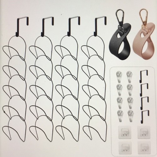Cooltto 20 Pack Hat Rack Hanger Holder Organiser Closet Hanging Baseball Cap