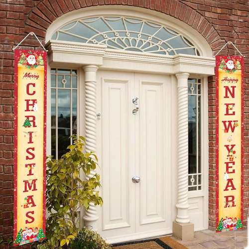 Christmas Decorations Merry Christmas Banner Porch Sign Vintage Style Hanging Ba - Picture 5 of 12