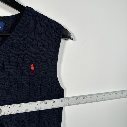 Polo Ralph Lauren Unisex Youth Size Medium 10-12 Cable Knit VNeck Sweater Vest - Picture 10 of 13