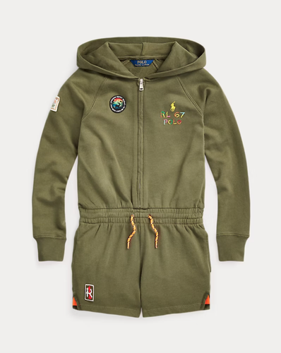 Polo Ralph Lauren Girls Green Outdoor-Patches Spa Terry Romper Size M(8-10) NWT