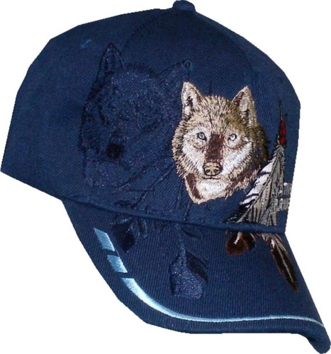 Cap, Basecap Cappy Mütze Kappe mit Wolf Federn aufwendig bestickt in 3 Farben - Bild 3 von 7