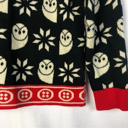 Boutique Black & White Owl Printed Crewneck Pullover Sweater XS - Imagen 4 de 4
