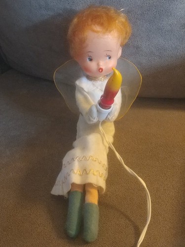 Vintage Christmas electric candle hair pixie girl wings Bendable Sitter - Bild 2 von 9