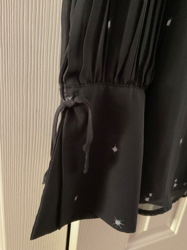 Women's Simply Vera blouse black w/print & scattered rhinestones w/cami size L - Picture 6 of 7