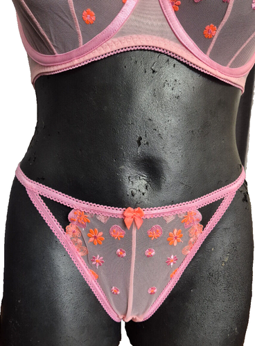 Curvy Kate Strawberry-Crush Mesh Bügel-BH SET Gr.90I UK 40G + L Slip Pink Neon - Picture 3 of 8