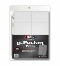 (20-Pack) BCW Heavy Duty Vinyl 8 Pocket Album Pages - Premium Double Polished