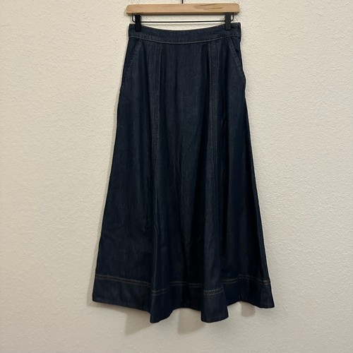 BODEN Panelled Denim Midi Skirt Womens Sz 6 Indigo A-Line Y2K Work Retro NWT - Picture 4 of 13