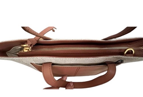 Ted Baker Nishra Herringbone Tote Leather Trim Crossbody Strap Double Handle New - Picture 11 of 23