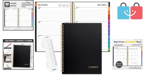 2025 Weekly & Monthly Planner - Stylish 8.5x11 Organizer with Tabs & Pockets - Picture 2 of 9