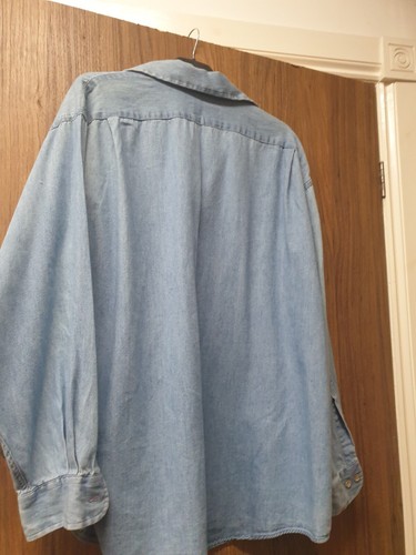 Mens Vintage Denim Shirt 100% Cotton 16.5 Collar 32 Chest - Picture 5 of 9