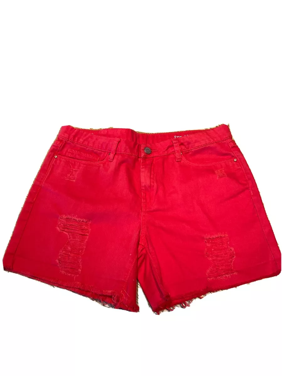 NEW 58 Blank NYC Denim Distressed Boyfriend Shorts Bright Crimson Red Hot Sz 29