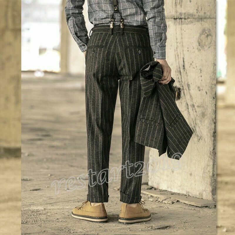 Men's British style Tweed Vintage Wool Dress Pants Work Men's British style Tweed Vintage Wool Dress Pants Work