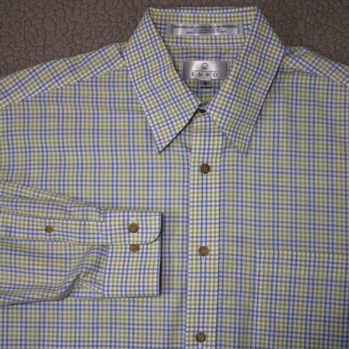 Camisa ENRO Adulto Grande Tattersall Cuadros Manga Larga No Hierro Popelín