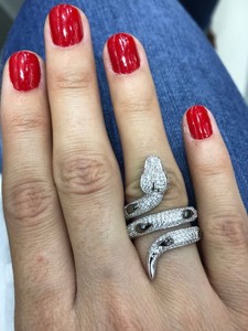 Turkish-Handmade-Jewelry-Sterling-Silver-925-Zircon-Snake-Ring-Adjustable