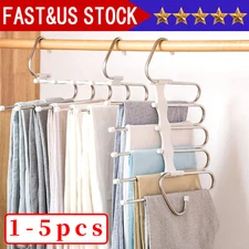 Magic Pants Hangers Space Saving 5 Pack For Closet Multiple Layers Multifunction