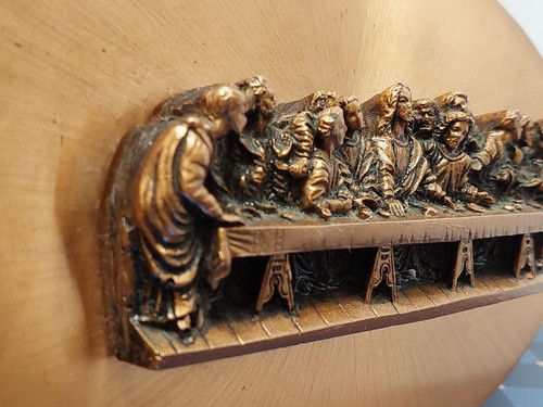 VINTAGE INNOVATIVES RELIEF 3D JESUS LETZTES ABENDMAHL KUPFERFARBEN ALLE PLAKETTE 6" X 10" - Bild 3 von 11