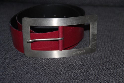Pretty leather belt garnet large silver buckle YVES SAINT LAURENT size 70 - Picture 4 of 6