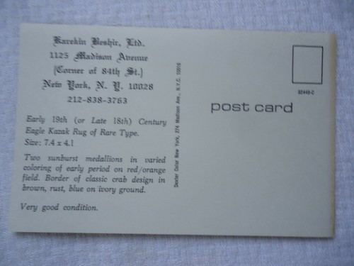 Advertising Postcard Persian Floor Rugs Farekin Beshir Madison Ave NYC Unused - Picture 2 of 2