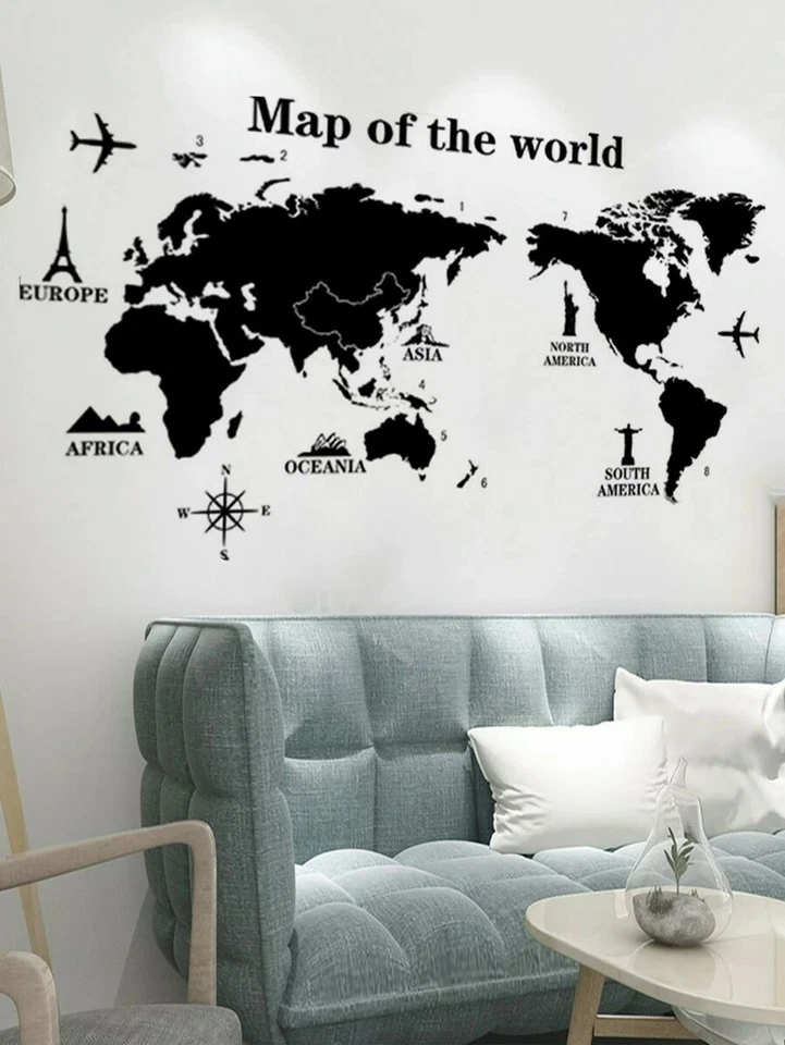 world map wall sticker, educational map, for school, work and personal use - Image 4 of 4
