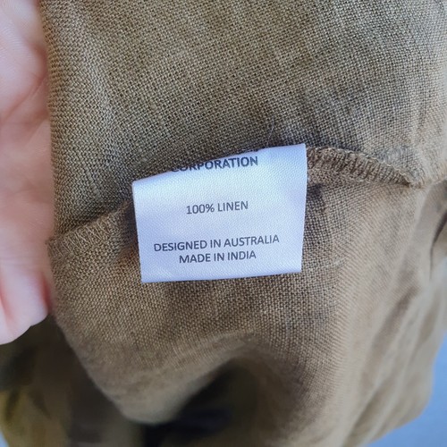 The Shanty Corp Conchita Dress Sz Small Brown Basil 100% Linen Midi NWT RRP $199 - Picture 7 of 12