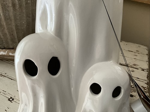 Hallow Home Ceramic Led Light Up Spooky Ghost Trio Halloween Decor 10 Inch New - Picture 5 of 10