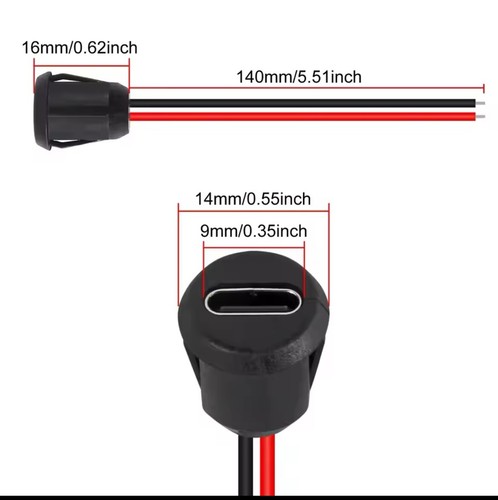 5Pcs 2Pin USB 3.1 Type-C Connector Welding Wire Female Socket Fast Charging Port - Picture 2 of 4