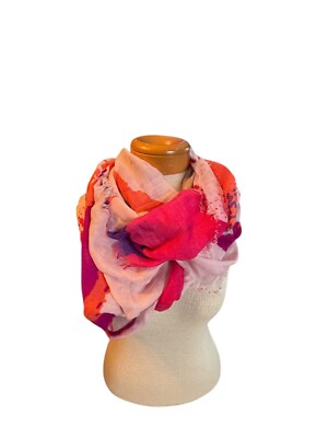 Merona Infinity Scarf One Size Polyester Orange Pink Purple Abstract Pattern NWT