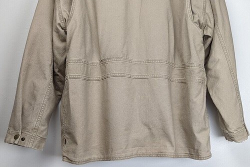 VTG Woolrich Mens Field Barn Chore Coat Tan Canvas Shell Blanket Wool Lined XL - Picture 11 of 12