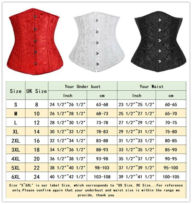 24 Steel Boned Cincher Lace-Up Underbust Waist Trainer Corsets Body Shaper S-6XL - Image 2 of 4