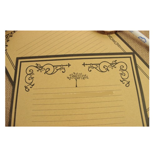 8Pcs Student Letter Paper Classic Linen Kraft Paper Writing Paper Letter Paper - Picture 4 of 9