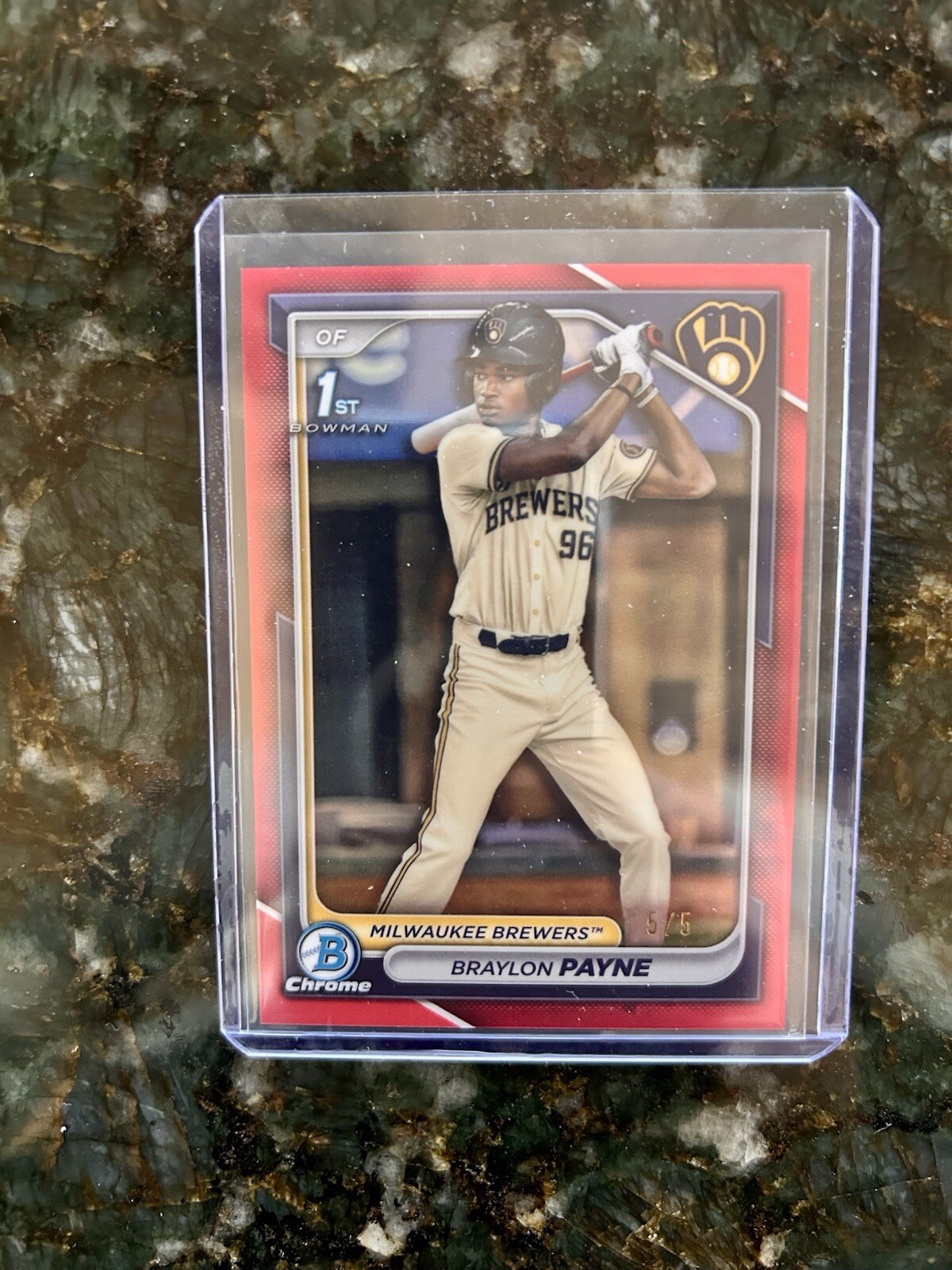 2024 Bowman Draft Chrome 1st True Red Refractor Braylon Payne #5/5 Brewers #1-PK