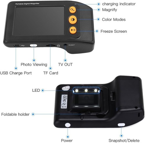 Ergonomic Handheld Video Magnifier - 8 Color Modes & 25x Zoom for Clear Reading - Picture 8 of 9